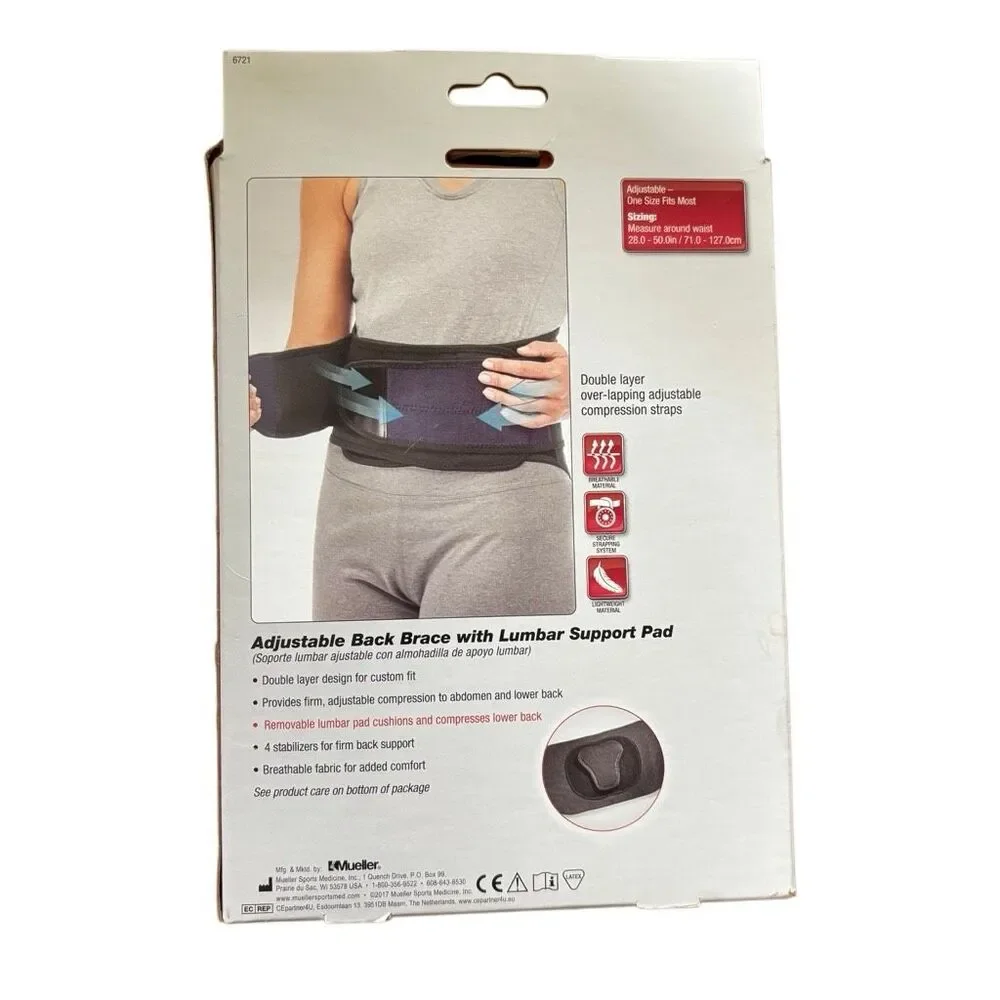 Mueller Adjustable Lumbar Back Brace *New-Open Box*
